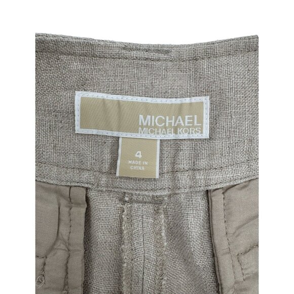 Michael Kors neutral 100 % linen straight leg full length pants Size 4 beige - Picture 9 of 10